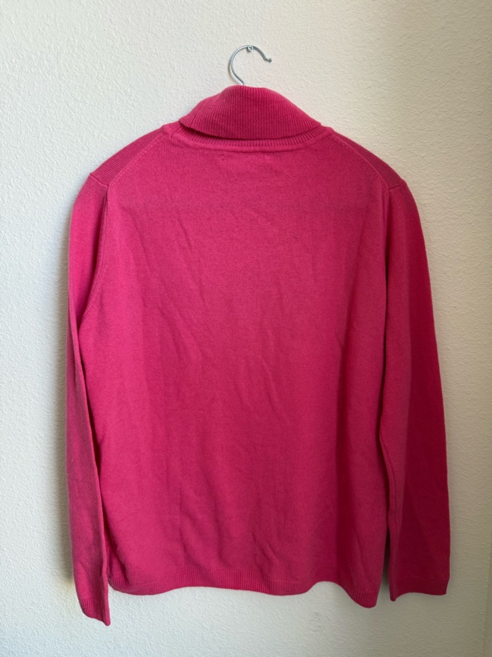 WoolOvers Bright Pink Merino Wool & Cashmere Turtleneck Sweater - Picture 2 of 3